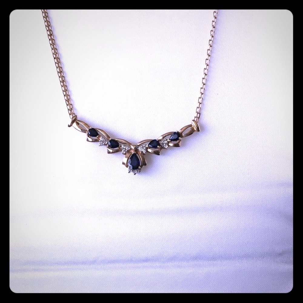 18” Sapphire necklace with earrings